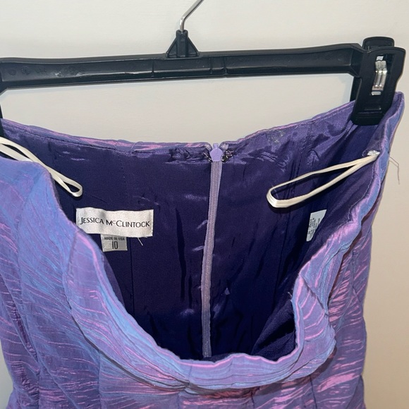 Jessica McClintock Violet Purple Iridescent Ruffled Strapless Party Dress Sz 10 - Picture 10 of 16